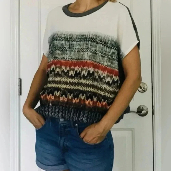 Zara shirt, Boxy, Sleeveless, boho pattern, Cropped Flowy Small Medium - Picture 6 of 9